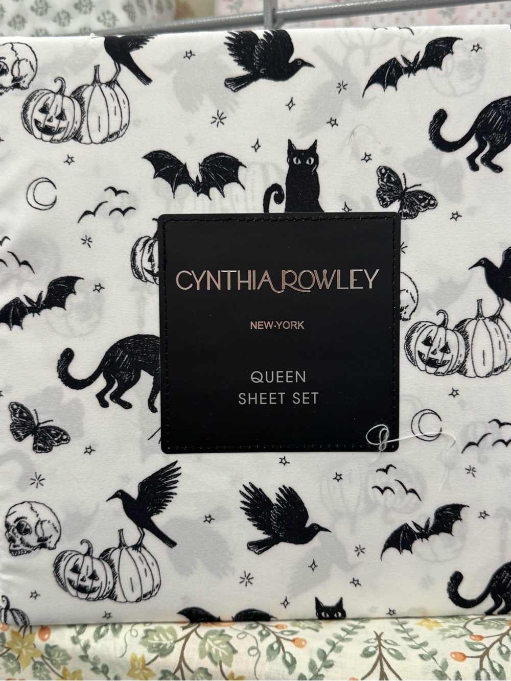 Cynthia Rowley Black and White Halloween Motif Queen Sheet Set